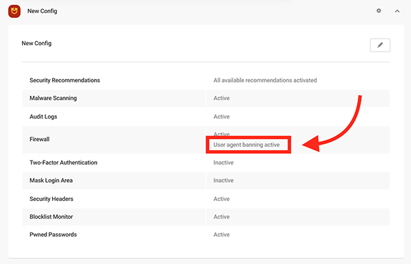 user agent banning config