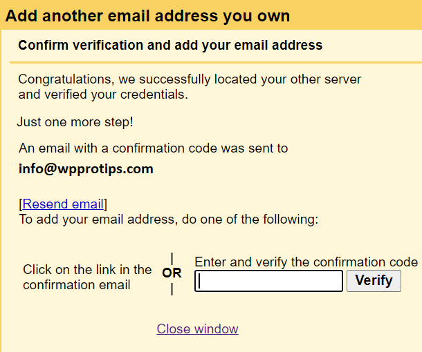 verification link and confirmation code