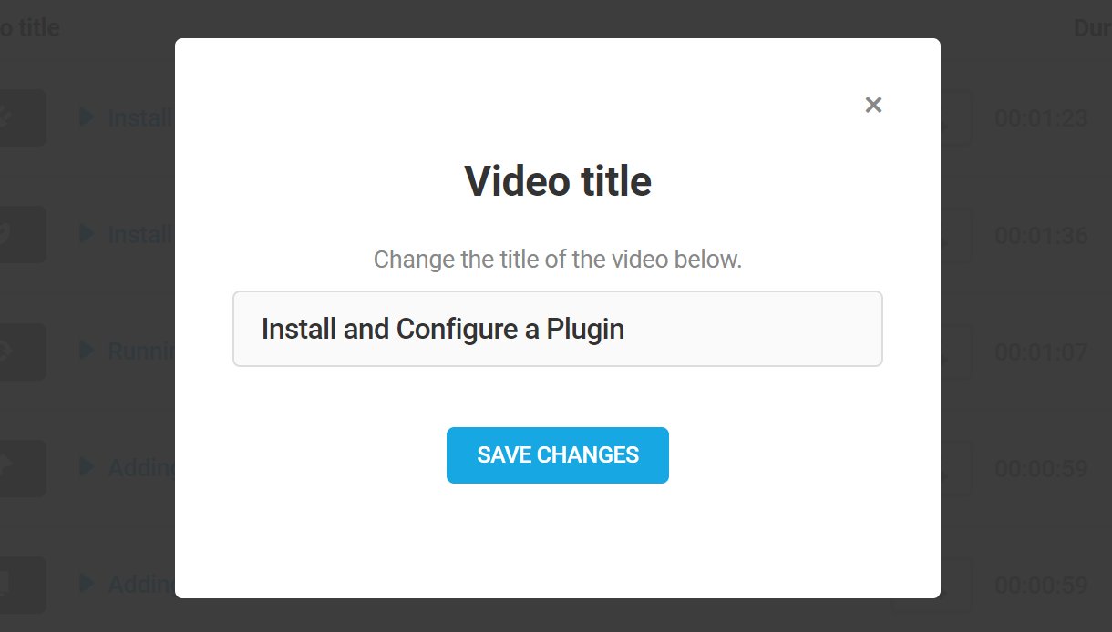 Edit video title in Integrated Video Tutorials