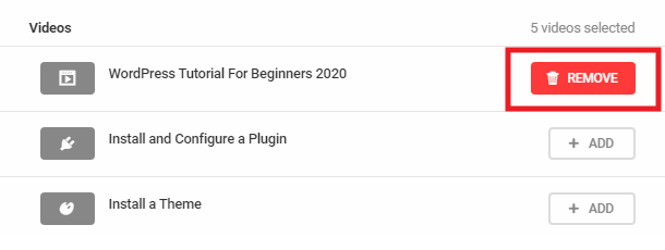 Remove video from playlist in Integrated Video Tutorials