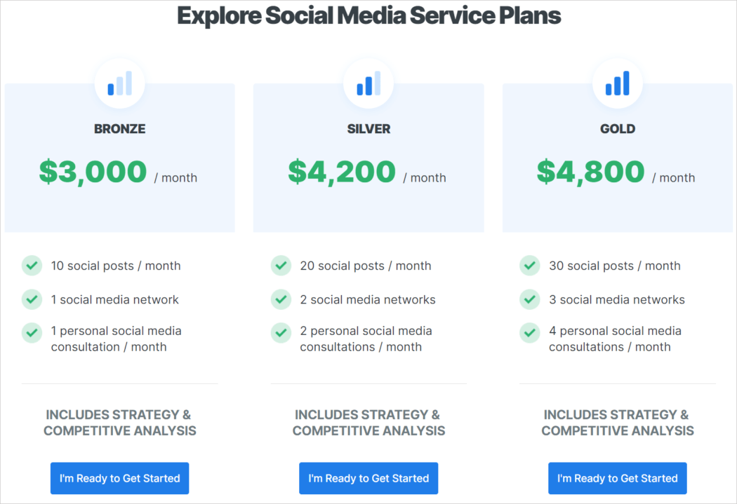 Social media options for WebFX.