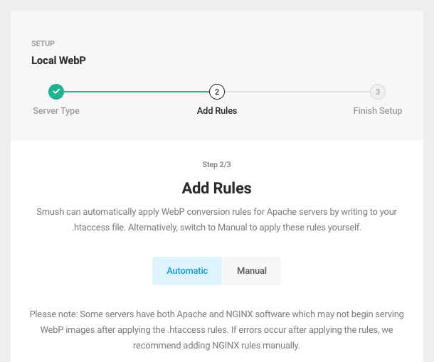 webP Wizard – Step 2 (apache)