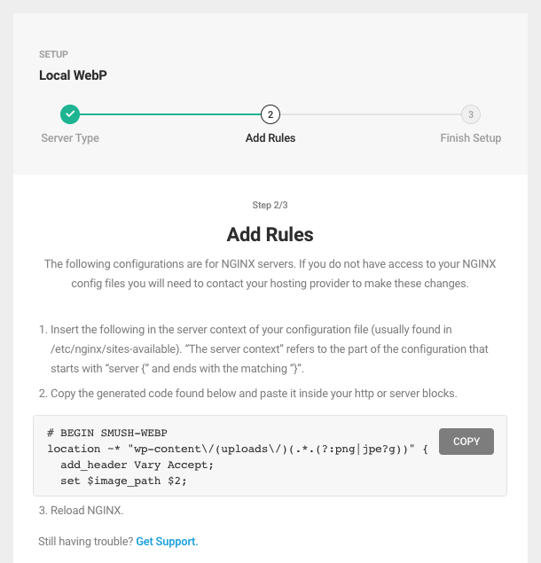 webP Wizard – Step 2 (nginx))