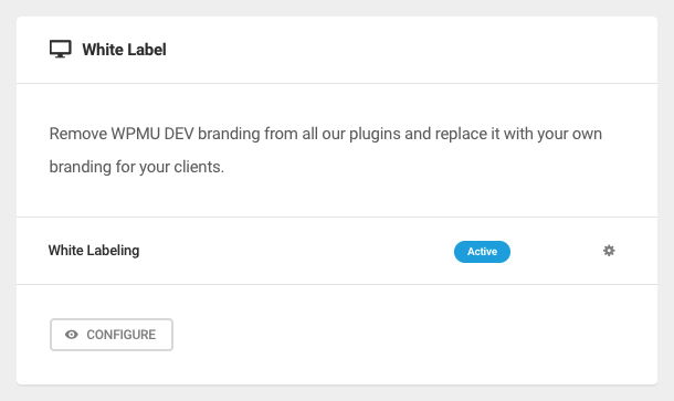 WPMU DEV Dashboard White Labeling widget