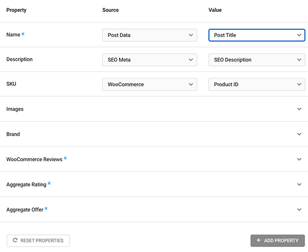 The WooCommerce properties.
