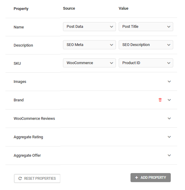 wooproduct properties