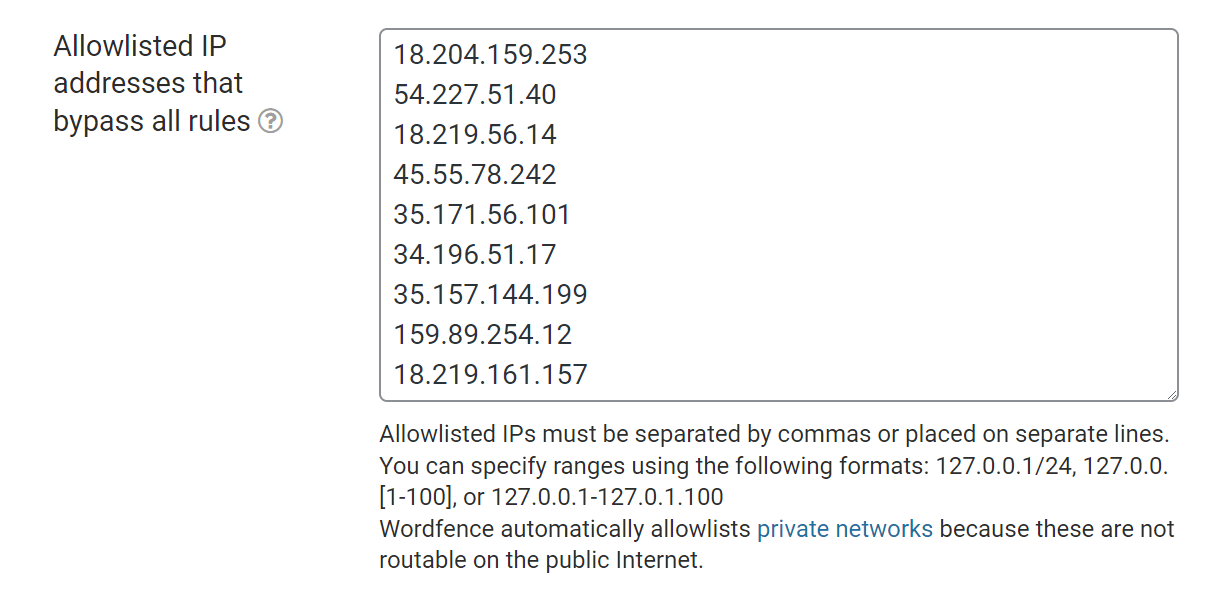Adding WPMU DEV IP addresses to WordFence allowlist