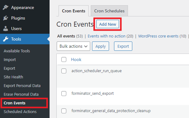 Add a new cron job in WP-Crontrol