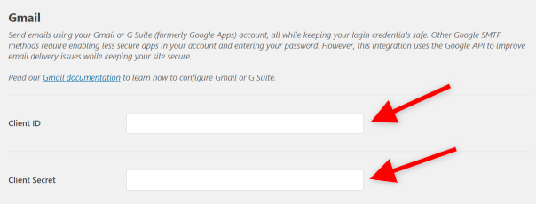 Screenshot of WP Mail SMTP Plugin Gmail Client ID and Client Secret
