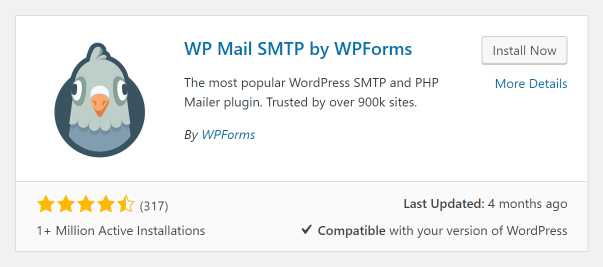 Screenshot of WP Mail SMTP Plugin in WordPress