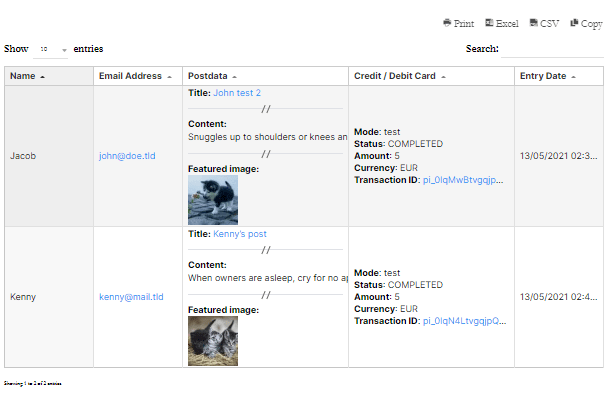 wpDataTables example