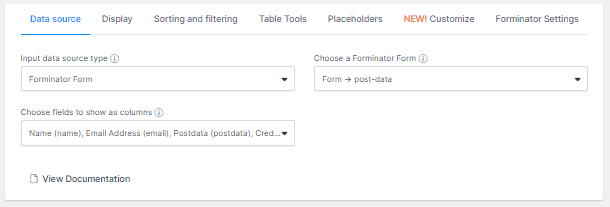 wpDataTables settings and options