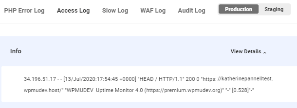WPMU DEV access log