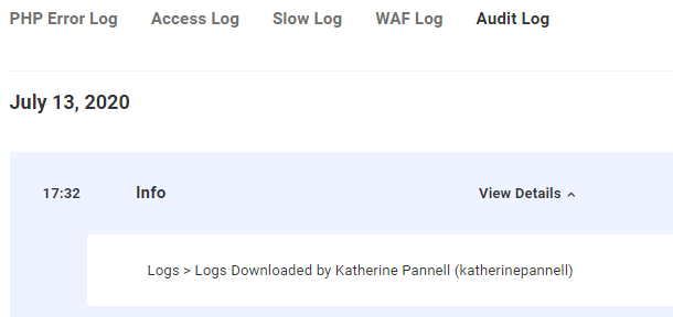 WPMU DEV audit log
