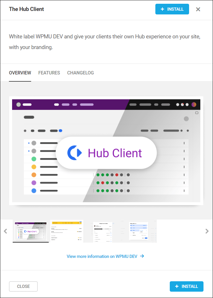 The Hub Client installation screen.