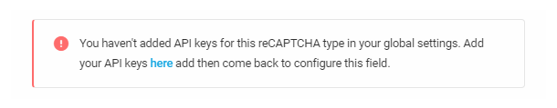 reCAPTCHA keys missing warning