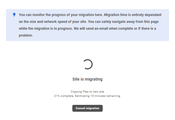 site migration progress